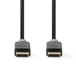Nedis Câble Display Port DisplayPort Mâle 8K@60Hz Plaqué or 2.00 m Rond PVC Anthracite / Gris