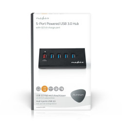 Nedis USB Hub 5-Port QC3.0 / USB 3.2 Gen1 - Black