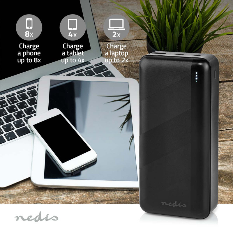 Nedis External Power Bank - 32000 mAh, 2 Outputs USB-C/USB-A, PD 65W