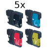 5 Pack 4 compatibele inktpatronen LC-980 - LC-1100