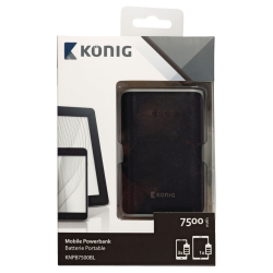 König Portable Power Bank Lithium-Ion 7500 mAh USB Black