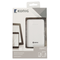 König Portable Power Bank Lithium-Ion 7500 mAh USB White