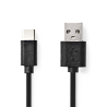 Nedis USB Cable USB 2.0 USB-A Male USB-C™ Male 480 Mbps Nickel Plated 2.00 m Round PVC Black