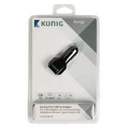 König Car Charger 2-Outputs 3.1 A USB Black