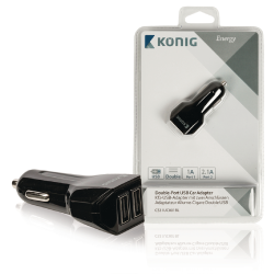 König Autolader 2-Uitgangen 3.1 A USB Zwart