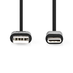 Câble USB 2.0 USB-A Mâle USB-C™ Mâle 15 W 480 Mbps Plaqué nickel 2.00 m Rond PVC Noir