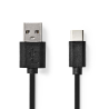 USB-Kabel USB 2.0 USB-A Male USB-C™ Male 15 W 480 Mbps Vernikkeld 2.00 m Rond PVC Zwart