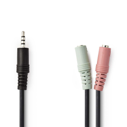 Nedis Câble audio pour Casque 3,5 mm Mâle - 2x 3,5 mm Femelle 0,2 m Noir